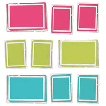 Load image into Gallery viewer, 49 And Market - Chipboard Set - Stacked Frames - Kaleidoscope. The Kaleidoscope Stacked frames were designed to layer three layers together for a fun pop of color in between neutral layers. Of course, you can use alone. Available at Embellish Away located in Bowmanville Ontario Canada.