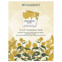 Load image into Gallery viewer, 49 And Market - Collection Pack 6"X8" - Color Swatch: Ochre. The 6x8 Ochre Paper Collection Pack has a total of 18 sheets (3 each of 6 double-sided patterned papers) plus 2 extra patterns on the inside of the cover sheets. Available at Embellish Away located in Bowmanville Ontario Canada.