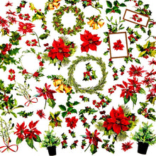 Load image into Gallery viewer, 49 And Market - Laser Cut Outs - Greenery - Christmas Spectacular 2023. The Christmas Spectacular Greenery Laser Cut Elements pack from the includes a total of 61 pieces. Elements include wreaths, holly, poinsettias. mistletoe and more! Available at Embellish Away located in Bowmanville Ontario Canada.