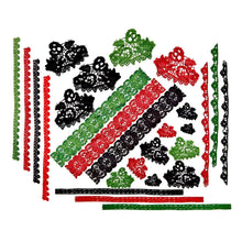 Load image into Gallery viewer, 49 And Market - Laser Cut Outs - Lace -Christmas Spectacular 2023. This pack includes a total of 27 pieces. These printed and cut lace strips and pieces are an ideal additional to any project without the bulk. Available at Embellish Away located in Bowmanville Ontario Canada.