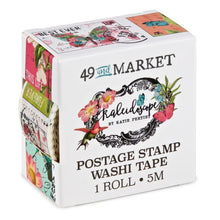 Load image into Gallery viewer, 49 And Market - Washi Tape Roll - Postage - Kaleidoscope. Postage Stamp Washi tape is a continuous masking-like roll of perforated semi transparent tape. Available at Embellish Away located in Bowmanville Ontario Canada.