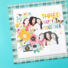 Load image into Gallery viewer, American Crafts - Thickers Stickers - 141/Pkg - Alpha Gold Glitter - April & Ivy. Introducing April and Ivy by American Crafts- a paper collection that effortlessly combines vintage allure, eclectic flair, and vibrant energy. Available at Embellish Away located in Bowmanville Ontario Canada. Example by brand ambassador.