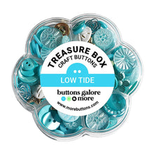 Load image into Gallery viewer, Buttons Galore - Treasure Box - Low Tide. The Treasure Box from Buttons Galore and More contains a variety of colors and specialty buttons. The different shades of colors make it easy to mix and match the buttons to create a cohesive look. Available at Embellish Away located in Bowmanville Ontario Canada.