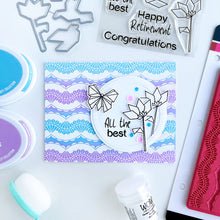 गैलरी व्यूवर में इमेज लोड करें, Catherine Pooler - Background Stamp - Fan Dance. The Fan Dance Background Stamp brings the beauty and lines of decorative fans in motion to your card base. Stamp in any color you chose to create a lovely pattern to your card. Available at Embellish Away located in Bowmanville Ontario Canada. Example by brand ambassador.