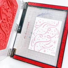 Load image into Gallery viewer, Catherine Pooler - Background Stamp - Hooray for Confetti. The Hooray for Confetti Background Stamp has swirls of confetti to create a festive look. Ink up in whatever color to fit your occasion or some metallic ink for a sparkly look. Available at Embellish Away located in Bowmanville Ontario Canada.
