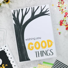 Load image into Gallery viewer, Catherine Pooler - Background Stamp - Old Oak Tree. We all know the classic image of a big old oak tree as a place of refuge, play time, and even love. It's branches gave shade and leaves told the story of the passage of time. Available at Embellish Away located in Bowmanville Ontario Canada. Example by brand ambassador.