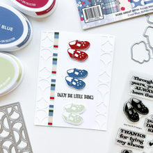 Load image into Gallery viewer, Catherine Pooler - Cover Plate Die - Doo Wop. This funky geometric cover plate die will have you singing a little doo wop ditty! The Doo Wop Cover Plate Die features a rotating pattern of half circles and shapes that bring the retro vibes. Available at Embellish Away located in Bowmanville Ontario Canada. example by brand ambassador.