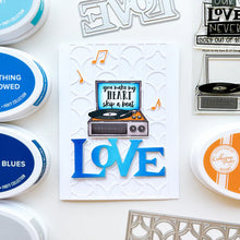 Load image into Gallery viewer, Catherine Pooler - Cover Plate Die - Doo Wop. This funky geometric cover plate die will have you singing a little doo wop ditty! The Doo Wop Cover Plate Die features a rotating pattern of half circles and shapes that bring the retro vibes. Available at Embellish Away located in Bowmanville Ontario Canada. example by brand ambassador.