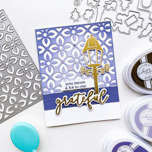 Load image into Gallery viewer, Catherine Pooler - Cover Plate Die - Eternal Flame. Burn the Eternal Flame with this beautiful Cover Plate Die. This die has a pattern of flame shapes and dots that will create a lovely background to any card. Available at Embellish Away located in Bowmanville Ontario Canada. Example by brand ambassador.