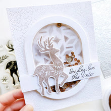 Load image into Gallery viewer, Catherine Pooler - Stamp & Die Set - Peaceful Deer. Create elegant, winter-themed cards. Available at Embellish Away located in Bowmanville Ontario Canada. Example by Catherine Pooler Designs.