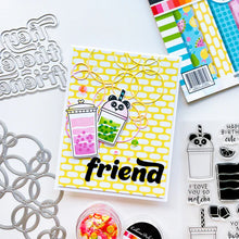 Load image into Gallery viewer, Catherine Pooler - Die - Bubblin'. Your cards and projects will be bubblin' over with fun when you add the Bubblin' Die. This die of connected bubbles will add a fun element to your card background and could also be used to create a stenciled effect. Available at Embellish Away located in Bowmanville Ontario Canada. Example by brand ambassador.