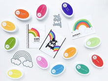 Load image into Gallery viewer, Catherine Pooler - Die - Over the Rainbow. The Over the Rainbow Die is our perfect little rainbow! Complete with clouds, this large die was created to fill your card front. Available at Embellish Away located in Bowmanville Ontario Canada. Example by brand ambassador.