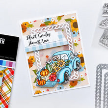 Load image into Gallery viewer, Catherine Pooler - Dies - Fall Frames. Add a rope look frame to your fall card or project with the Fall Frames Dies. This die features two sizes of rope dies and an additional pumpkin die set with the stem and vine. Available at Embellish Away located in Bowmanville Ontario Canada. Example by brand ambassador.