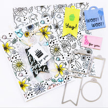 Load image into Gallery viewer, Catherine Pooler - Dies - Mini Tag. When you need a little pop- the Mini Tag Dies will be a go-to favorite! This set of tag dies are great cut from patterned paper for a little pop. Use them with sentiments to create a cute addition to any card or gift. Available at Embellish Away located in Bowmanville Ontario Canada. Example by Catherine Pooler Designs.