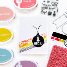 Load image into Gallery viewer, Catherine Pooler - Dies - Mini Tag. When you need a little pop- the Mini Tag Dies will be a go-to favorite! This set of tag dies are great cut from patterned paper for a little pop. Use them with sentiments to create a cute addition to any card or gift. Available at Embellish Away located in Bowmanville Ontario Canada. Example by Catherine Pooler Designs.