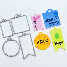 Load image into Gallery viewer, Catherine Pooler - Dies - Mini Tag. When you need a little pop- the Mini Tag Dies will be a go-to favorite! This set of tag dies are great cut from patterned paper for a little pop. Use them with sentiments to create a cute addition to any card or gift. Available at Embellish Away located in Bowmanville Ontario Canada.