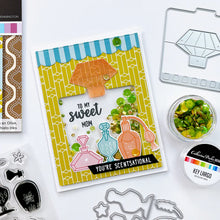 Load image into Gallery viewer, Catherine Pooler - Dies - Perfume Bottle. Add some class to your next card or scrapbook spread with the Perfume Bottle Dies. This set of dies will cut and emboss your perfume bottle and glass stopper. Available at Embellish Away located in Bowmanville Ontario Canada. Example by brand ambassador.