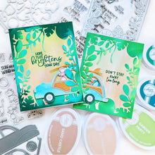 Load image into Gallery viewer, Catherine Pooler - Dies - Woodie Wagon. The Woodie Wagon Die is a unique and fun layered accent die to build your own classic beach buggy. This classic 1940's design vehicle has become a surf-icon...and we didn't forget the surf board and roof rack! Available at Embellish Away located in Bowmanville Ontario Canada. Card by Catherine Pooler Designs.