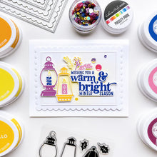 Load image into Gallery viewer, Catherine Pooler - Frame Die - Dots & Scallops. One of our favorites is the Scallops & Dots layering dies, but sometimes we wanted our layers to work the other way around...so introducing the Dot & Scallops Dies. Available at Embellish Away located in Bowmanville Ontario Canada. Card example by brand ambassador.