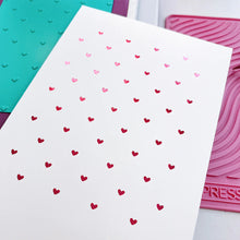 Load image into Gallery viewer, Catherine Pooler - Hot Foil Plate - Tiny Hearts. Who wouldn't love a foiled background of tiny hearts? The Tiny Hearts Hot Foil Plate is a fun way to add a repeating heart pattern to your next card or project. Available at Embellish Away located in Bowmanville Ontario Canada.