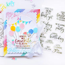 Load image into Gallery viewer, Catherine Pooler - Hot Foil Plates and Dies - Best Birthday Yet. Create birthday cards with hot foiled sentiments with the Best Birthday Yet Hot Foil Plates and Dies. This set of four hot foil sentiments are perfect for bringing the bling to birthday! Available at Embellish Away located in Bowmanville Ontario Canada. Example by Catherine Pooler.