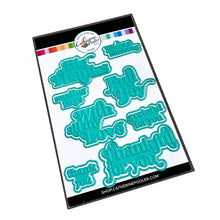 Load image into Gallery viewer, Catherine Pooler - Hot Foil Plates and Dies - Joyful Thanks. Take your sentiments up a notch by adding a metallic bling. This two-for product includes both the foiling plate sentiments and coordinating dies. Available at Embellish Away located in Bowmanville Ontario Canada.