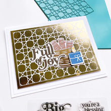 Load image into Gallery viewer, Catherine Pooler - Hot Foil Plates and Dies - Joyful Thanks. Take your sentiments up a notch by adding a metallic bling. This two-for product includes both the foiling plate sentiments and coordinating dies. Available at Embellish Away located in Bowmanville Ontario Canada. Example by brand ambassador.