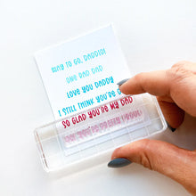 Load image into Gallery viewer, Catherine Pooler - One Liners Stamp Set - Rad Dad. Send Dad a note to let him know he's still cool in your books with the Rad Dad One Liners Stamp Set. Available at Embellish Away located in Bowmanville Ontario Canada.