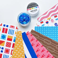 Charger l'image dans la galerie, Catherine Pooler - Patterned Paper - Bar Harbor. Anchors away! The Bar Harbor Patterned Paper represents the icons of the shores of North America with knots, anchors, buoys and of course, lobstah!! Available at Embellish Away located in Bowmanville Ontario Canada. Sequins sold separately.