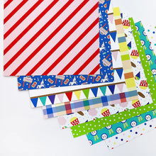 Load image into Gallery viewer, Catherine Pooler - Patterned Paper - Blue Ribbon. This pack of 6x6 paper features festive images from the fair like carousel horses and corn dogs and snow cones! Available at Embellish Away located in Bowmanville Ontario Canada.