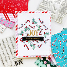 Load image into Gallery viewer, Catherine Pooler - Patterned Paper - Bring on the Figgy Pudding. Add a touch of whimsy to your holiday cards with the Bring on the Figgy Pudding Patterned Paper! This festive collection combines sweet and retro designs with charming patterns and prints. Available at Embellish Away located in Bowmanville Ontario Canada. Example by Catherine Pooler Designs.