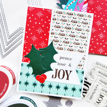 Load image into Gallery viewer, Catherine Pooler - Patterned Paper - Bring on the Figgy Pudding. Add a touch of whimsy to your holiday cards with the Bring on the Figgy Pudding Patterned Paper! This festive collection combines sweet and retro designs with charming patterns and prints. Available at Embellish Away located in Bowmanville Ontario Canada. Example by Catherine Pooler Designs.