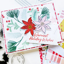 Load image into Gallery viewer, Catherine Pooler - Patterned Paper - Holiday Spice. Add a touch of festive flair to your projects. This traditional mix of patterns and prints showcases abundant holiday floral and greenery, all in a classic Spa Color combo. Available at Embellish Away located in Bowmanville Ontario Canada. Card example by Catherine Pooler Designs.