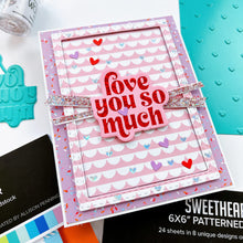Load image into Gallery viewer, Catherine Pooler - Patterned Paper - Sweethearts. The perfect valentine needs the perfect patterned paper and Sweethearts Patterned Paper is it! Have the Cutest V'day Ever with this mix of patterns and prints with a love heart and sweet treats theme! Available at Embellish Away located in Bowmanville Ontario Canada. Example by brand ambassador.