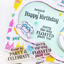 Load image into Gallery viewer, Catherine Pooler - Sentiments Stamp & Die Set - Sunny Birthday. Available at Embellish Away located in Bowmanville Ontario Canada. Example by Catherine Pooler Designs Ambassador.