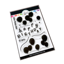 Load image into Gallery viewer, Catherine Pooler - Stamp Set - Balloon Bouquet. Create a colorful and modern birthday greeting with the Balloon Bouquet Stamp Set. This set was made for layering with the "happy birthday" sentiment letters fitting over each balloon. Available at Embellish Away located in Bowmanville Ontario Canada.