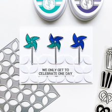 Load image into Gallery viewer, Catherine Pooler - Stamp & Die Set - Admit Two. The Admit Two Stamp Set and Dies features all the yummy fair classics like cotton candy and soft pretzels. It also has other festive elements like a pinwheel and the first place ribbon. Available at Embellish Away located in Bowmanville Ontario Canada. Example by brand ambassador.