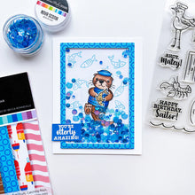 Load image into Gallery viewer, Catherine Pooler - Stamp & Die Set - Ahoy Matey. Get ready for a swashbuckling good time in your crafty space! The Ahoy Matey Stamp Set and its coordinating dies includes a cast of the cutest North East Coast fisherman you have ever seen! Available at Embellish Away located in Bowmanville Ontario Canada. Example by brand ambassador.