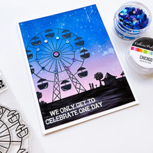 Load image into Gallery viewer, Catherine Pooler - Sequin Mix - Chicago. Home to the World's Fair, Chicago is a city of vibrance and art. This waterside metropolis is the perfect name for our sequin mix, created to coordinate with the fair themed Blue Ribbon Patterned Paper. Available at Embellish Away located in Bowmanville Ontario Canada. Example by brand ambassador.