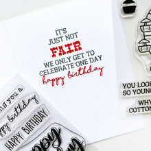 Load image into Gallery viewer, Catherine Pooler - Stamp & Die Set - At the Fair. The icon of the fair coming to town is the Ferris Wheel. The At the Fair Stamp Set and coordinating dies features a Ferris Wheel stamp with a fill in for each car. Available at Embellish Away located in Bowmanville Ontario Canada. Example by brand ambassador.