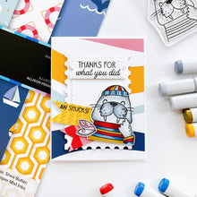 Load image into Gallery viewer, Catherine Pooler - Stamp & Die Set - Aw Shucks. Meet the cutest fisherman on the seas! The Aw Shucks Stamp & Die Set features a line art walrus that coordinates with the Ahoy Matey Stamp Set. Available at Embellish Away located in Bowmanville Ontario Canada. Example by brand ambassador.