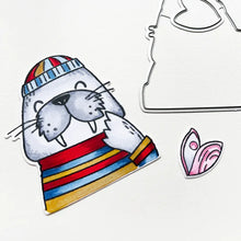 Load image into Gallery viewer, Catherine Pooler - Stamp & Die Set - Aw Shucks. Meet the cutest fisherman on the seas! The Aw Shucks Stamp & Die Set features a line art walrus that coordinates with the Ahoy Matey Stamp Set. Available at Embellish Away located in Bowmanville Ontario Canada. Example by brand ambassador.