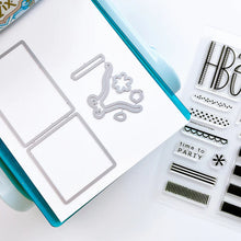 Load image into Gallery viewer, Catherine Pooler - Stamp & Die Set - Birthday Stacks. No birthday is complete without the stacks of cake and presents! The Birthday Stacks 6x8 Set will allow you to stamp and decorate your own cakes or wrapped gifts with its layered design. Available at Embellish Away located in Bowmanville Ontario Canada.