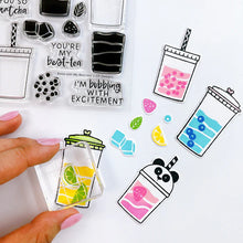 Load image into Gallery viewer, Catherine Pooler - Stamp & Die Set - Boba with My Best-tea. Sharing a drink with a friend is a favorite past time. Create your own boba, smoothie, or special iced drink with the fun Boba with My Best-tea Stamp Set and coordinating dies. Available at Embellish Away located in Bowmanville Ontario Canada Example by brand ambassador.