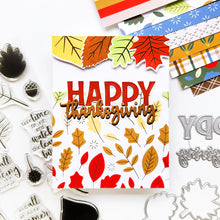 Cargar imagen en el visor de la galería, Catherine Pooler - Stamp & Die Set - Changing Leaves. Perfect mid-sized leaves for all your cards and scrapbook pages. Includes 5 solid stamp leaves with separate vein and stem stamps. Includes an acorn, gumball and chestnut to add to your fall card. Available at Embellish Away located in Bowmanville Ontario Canada. Card example by Catherine Pooler Designs.