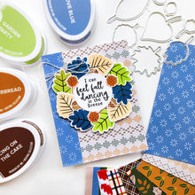 Cargar imagen en el visor de la galería, Catherine Pooler - Stamp & Die Set - Changing Leaves. Perfect mid-sized leaves for all your cards and scrapbook pages. Includes 5 solid stamp leaves with separate vein and stem stamps. Includes an acorn, gumball and chestnut to add to your fall card. Available at Embellish Away located in Bowmanville Ontario Canada. Card example by Catherine Pooler Designs.
