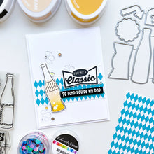 Load image into Gallery viewer, Catherine Pooler - Stamp & Die Set - Feelin' Fizzy. The Feelin' Fizzy 6x8 Stamp Set with coordinating Dies is jam packed with nostalgic soda pop bottle stamps and retro sentiments just right for your Pop! Available at Embellish Away located in Bowmanville Ontario Canada. Card example by brand ambassador.