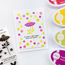 Load image into Gallery viewer, Catherine Pooler - Stamp & Die Set - Flower Forest. The oversized blooms and stems from the Flower Forest Stamp Set are perfect alone or together to create cards for all occasions. Available at Embellish Away located in Bowmanville Ontario Canada. Card example by Catherine Pooler Designs.