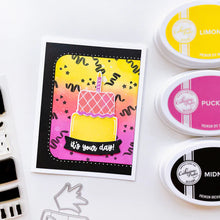 Load image into Gallery viewer, Catherine Pooler - Stamp & Die Set - Fruitfully Frosted. Celebration cakes never looked so sweet as they will with the Fruitfully Frosted Set. This summery fruit-themed layer cake stamp set is so fun to piece together in a variety of ways. Available at Embellish Away located in Bowmanville Ontario Canada Example by brand ambassador.