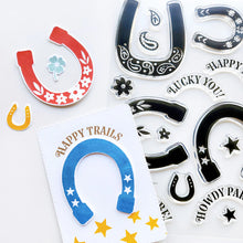 Load image into Gallery viewer, Catherine Pooler - Stamp & Die Set - Happy Horseshoes. Available at Embellish Away located in Bowmanville Ontario Canada. Example by Catherine Pooler Designs.